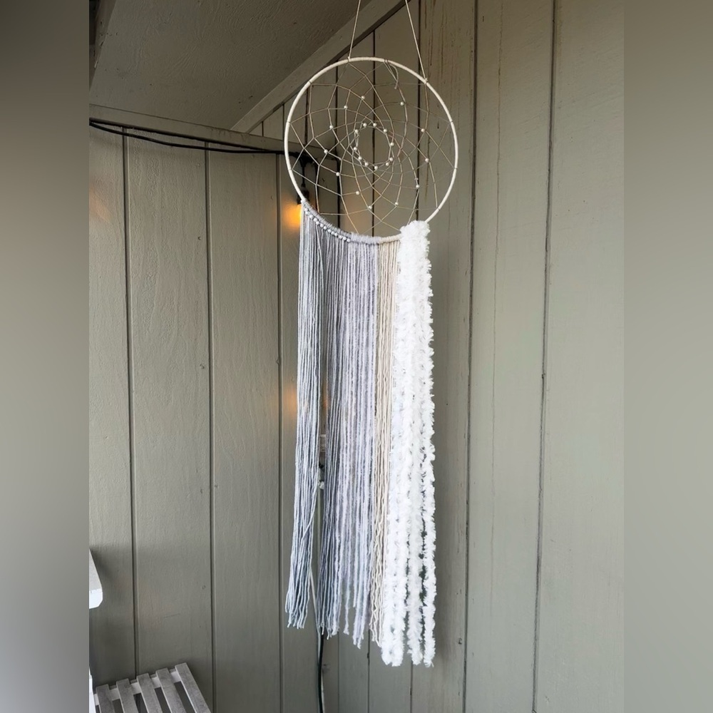White & Grey Dreamcatcher with Pearls